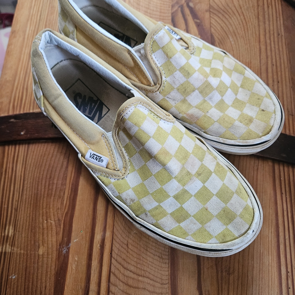 Vans Checkerboard Slip-On in Yellow and Cream